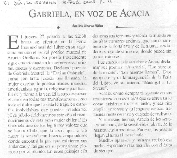 Gabriela, en voz de Acacia