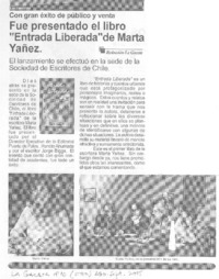 Fue presentado el libro "Entrada liberada" de Marta Yañez