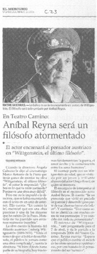 Aníbal Reyna será un filósofo atormentado