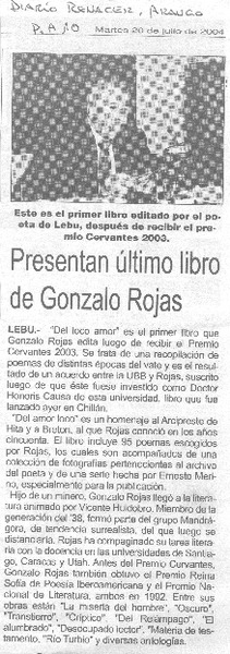 Presentan último libro de Gonzalo Rojas.