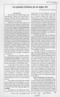 La poesía chilena en el siglo XX  [artículo] Edgardo Anzieta Villalobos