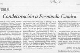 Condecoración a Fernando Cuadra  [artículo] Héctor González V.