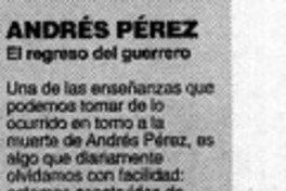 Andrés Pérez, el regreso del guerrero  [artículo] Rudy Wiedmaier