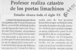 Profesor realiza catastro de los poetas limachinos  [artículo]