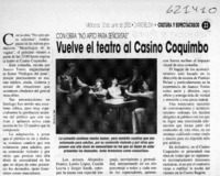 Vuelve el teatro al Casino Coquimbo  [artículo]