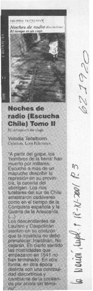 Noches de radio (Escucha Chile) Tomo II  [artículo]