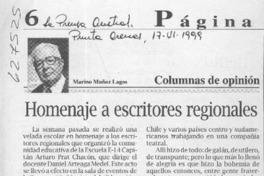 Homenaje a escritores regionales  [artículo] Marino Muñoz Lagos