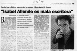 "Isabel Allende es mala escritora"  [artículo] Andrés Gómez B.