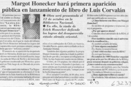 Margot Honecker hará primera aparición pública en lanzamiento de libro de Luis Corvalán