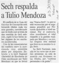 Sech respalda a Tulio Mendoza  [artículo]
