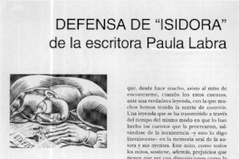 Defensa de "Isidora" de la escritora Paula Labra  [artículo]