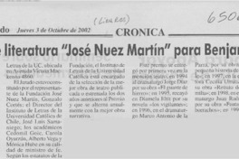 Premio de literatura "José Nuez Martín" para Benjamín Galemiri  [artículo]