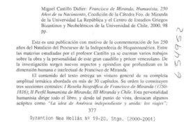 Francisco de Miranda, humanista  [artículo] Mercedes López D. <y> Roberto Quiroz P.