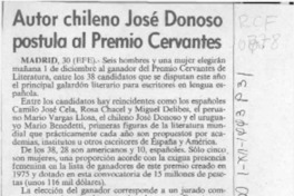 Autor chileno José Donoso postula al Premio Cervantes  [artículo].