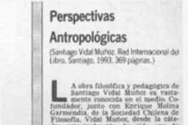 Perspectivas antropológicas  [artículo] Pedro Gandolfo G.