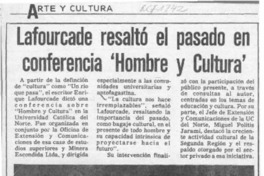 Lafourcade resaltó el pasado en conferencia "Hombre y cultura"  [artículo].
