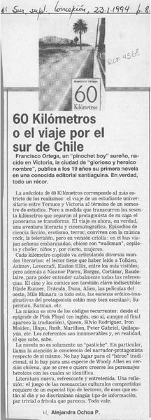 60 kilómetros o el viaje por el sur de Chile  [artículo] Alejandra Ochoa P.