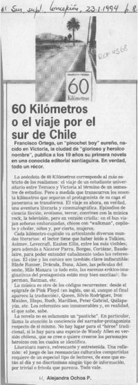 60 kilómetros o el viaje por el sur de Chile  [artículo] Alejandra Ochoa P.