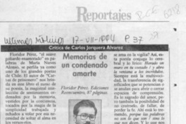 Memorias de un condenado a amarte  [artículo] Carlos Jorquera Alvarez.