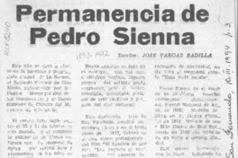 Permanencia de Pedro Sienna  [artículo] José Vargas Badilla.