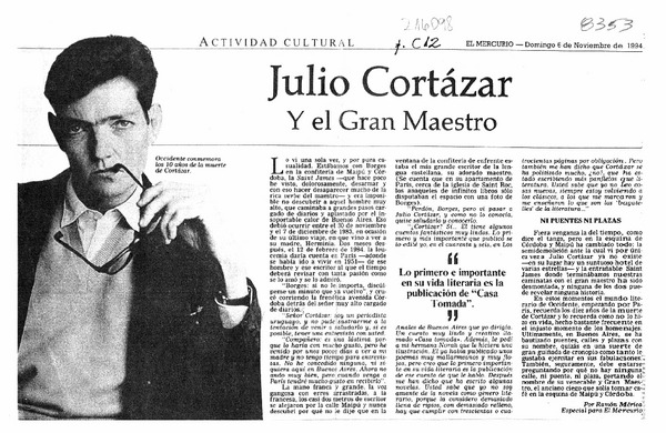 Julio Cortázar y el gran maestro  [artículo] Ramón Mérica.