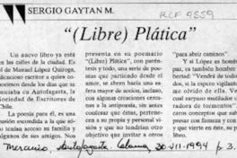 "(Libre) plática"  [artículo] Sergio Gaytán M.