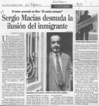 Sergio Macías desnuda la ilusión del inmigrante  [artículo] Alejandra Gajardo.