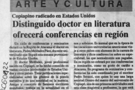 Distinguido doctor en literatura ofrecerá conferencias en región  [artículo].