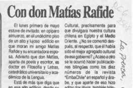 Con don Matías Rafide  [artículo] Pantagruel.