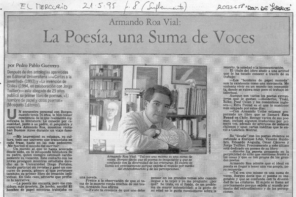 La poesía, una suma de voces  [artículo] Pedro Pablo Guerrero.