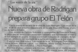 Nueva obra de Radrigán prepara grupo El Telón