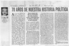 70 años de nuestra historia política  [artículo] Luis Sánchez Latorre.