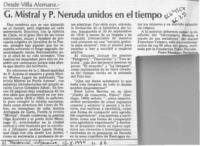 G. Mistral y P. Neruda unidos en el tiempo  [artículo] Pedro Mardones Barrientos.