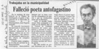 Falleció poeta antofagastino  [artículo].