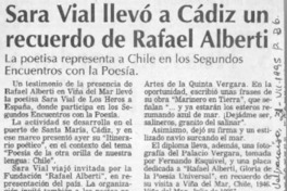 Sara Vial llevó a Cádiz un recuerdo de Rafael Alberti  [artículo].