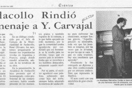 Andacollo rindió homenaje a Y. Carvajal  [artículo].