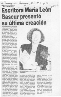 Escritora María León Bascur presentó su última creación