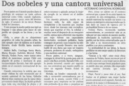Dos nobeles y una cantora universal  [artículo] Victoriano Sandoval Rodríguez.