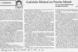 Gabriela Mistral en Puerto Montt  [artículo] Juan Carlos Velásquez Torres.