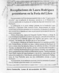 Recopilaciones de Laura Rodríguez presentaron en la Feria del Libro  [artículo].
