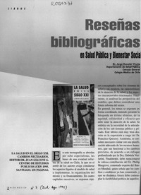 Reseñas bibliográficas en salud y bienestar social  [artículo] Jorge Rosselot Vicuña.