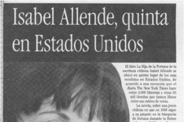 Isabel Allende, quinta en Estados Unidos