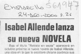 Isabel Allende lanza su nueva novela