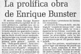 La Prolífica obra de Enrique Bunster.