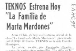 TEKNOS estrena hoy "La familia de Marta Mardones"