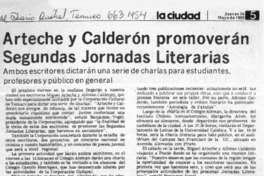 Arteche y Calderón promoverán segundas jornadas literarias.  [artículo]