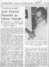 José Donoso presentó su última novela.