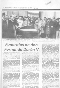 Funerales de don Fernando Durán V.
