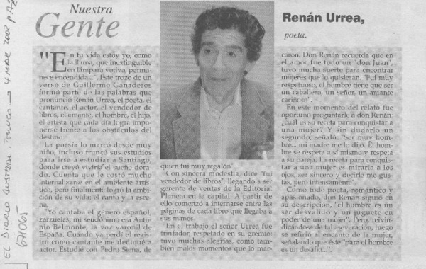 Renán Urrea, poeta.