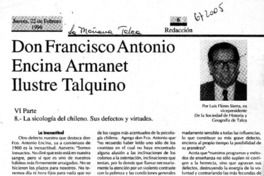Don Francisco Antonio Encina Armanet ilustre talquino